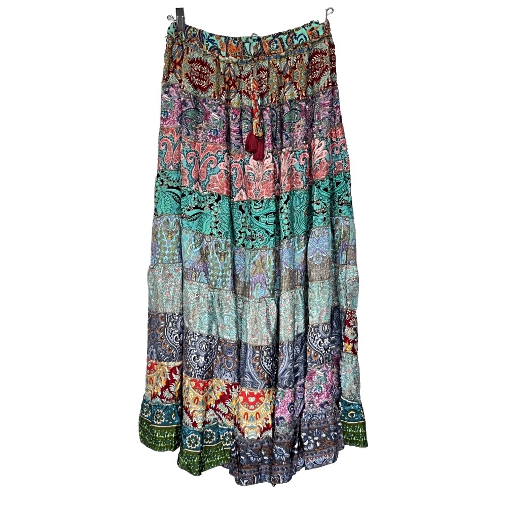 Moda Skirt Midi Sz Small Silk Multicolor Fairy International cotton skirt size 8